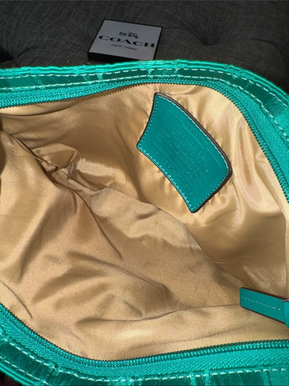 Coach Bag Getaway Green Blue Colorblock  Signature Logo Jacquard Crossbody Bag